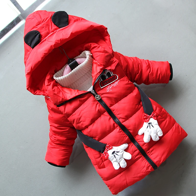 

BibiCola 2018 Winter New Girls Warm Jiacket Children Cartoon Down Parkas Kids Leisure Cotton Coat Children Warm Thick Outwear
