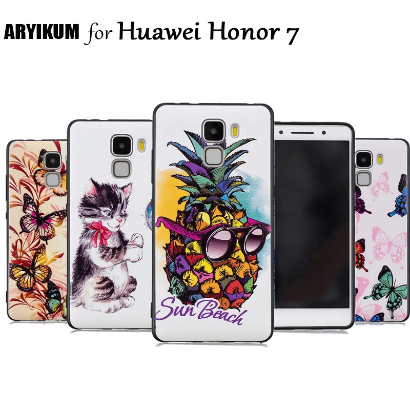 For Huawei Honor 7 Case Honor7 3D Relief Stereo Pattern Cute Cartoon Soft Silicon Back Cover Phone |