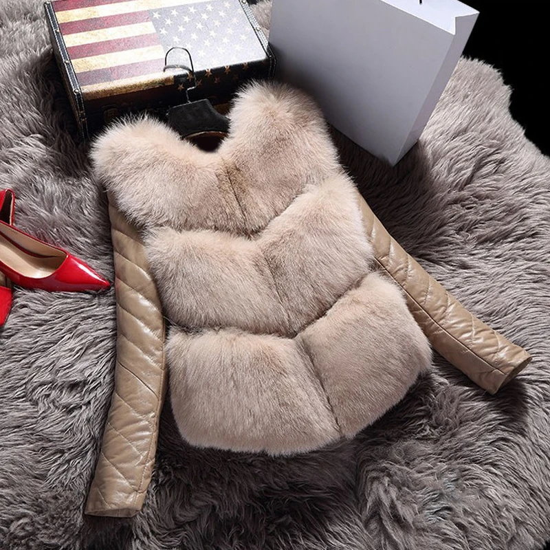 Faroonee, Женская мода, осенне-зимнее пальто, толстый теплый жилет из искусственного лисьего меха, Высококачественная куртка, верхняя одежда размера плюс 3XL