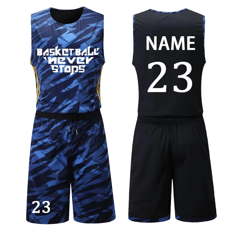 DIY Top quality Men Double sided Basketball Jersey Sets Uniforms Kit