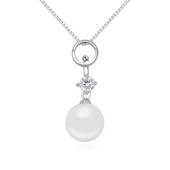 

Jewelry Wholesale S925 Sterling Silver Popular Elegant Pearl Zircon Pendant Necklace--White Dew