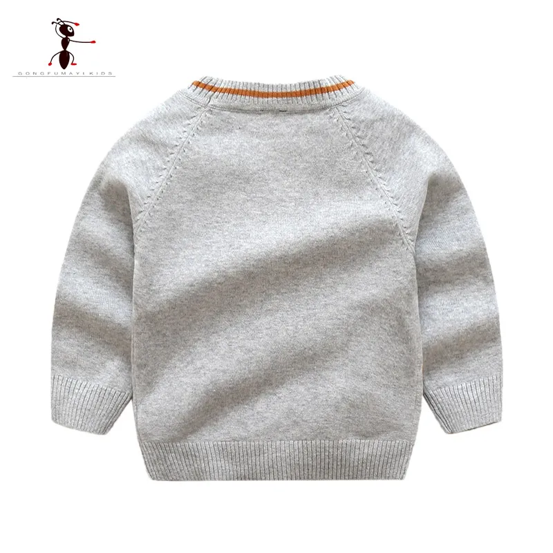 Kung Fu Ant/ г. Осенний Повседневный Кардиган; вязаные свитера для мальчиков с v-образным вырезом и длинными рукавами; шерстяная детская одежда; свитера для мальчиков 24 месяца