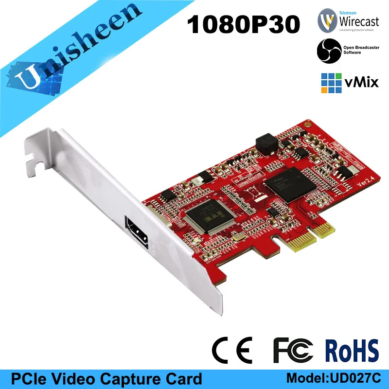 Карта видеозахвата HD PCIe 1080P30 HDMI Vmix Wirecast Obs для прямой трансляции Youtube Facebook|capture card|hd