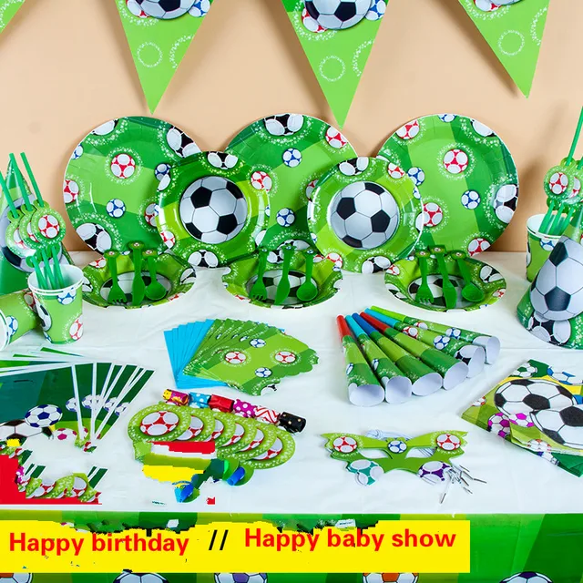 116/78/90 pcs/lot joyeux anniversaire enfants fête décoration ensemble sport football
