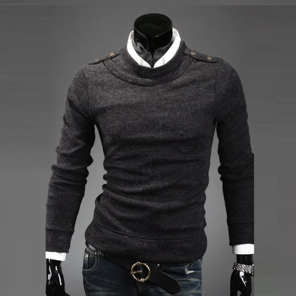 ZOGAA деловой повседневный мужской пуловер с круглым вырезом, теплый вязаный свитер, мужские тонкие свитера с круглым вырезом
