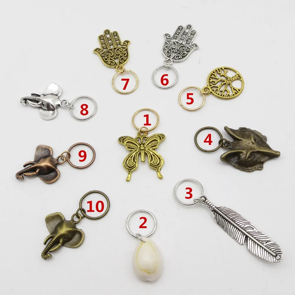 

4Pcs/Pack different 10 styles Charms hair braid dread dreadlock beads clips cuffs rings tube Jewelry dreadlock accessories