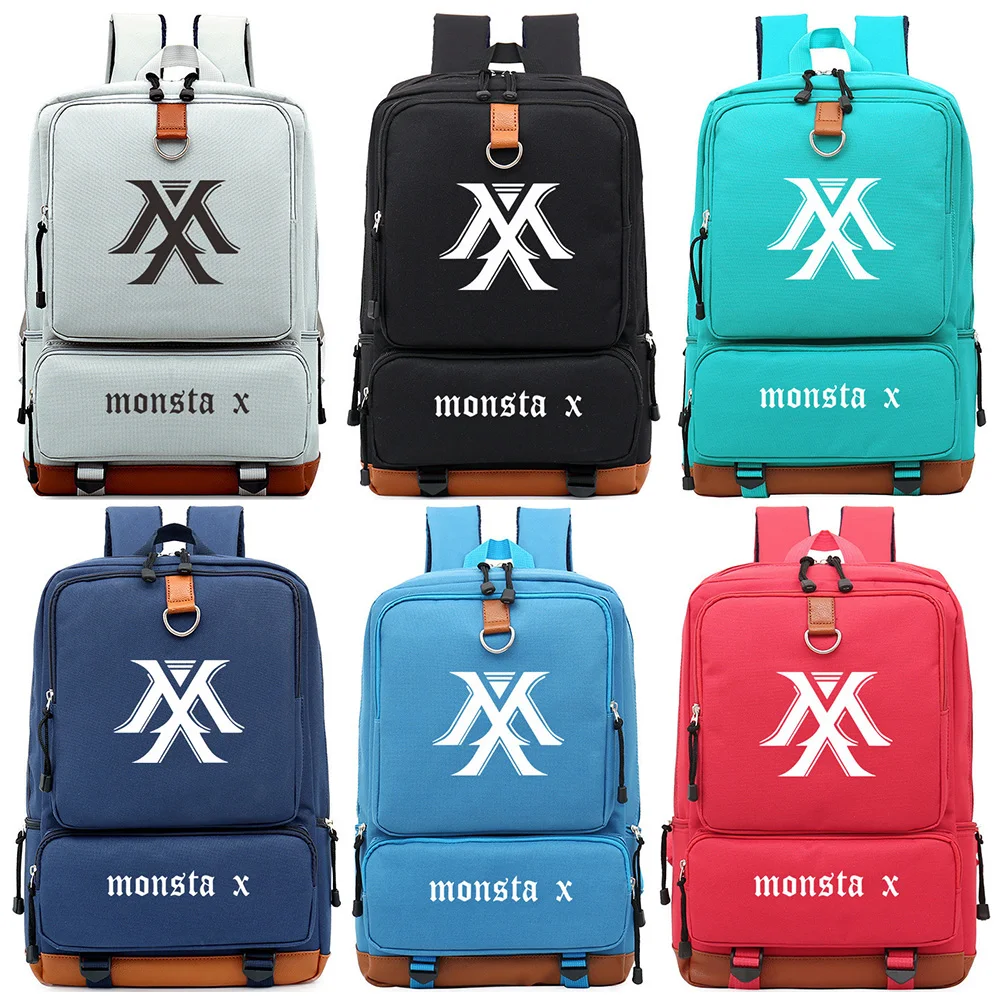 

2018 KPOP Star Music Monsta X Prints Boy Girl Children School bag Women Bagpack Teenagers Schoolbags Canvas Men Student Backpack
