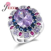 Роскошное кольцо на палец высшего класса с фиолетовым камнем 925 пробы Серебряное кольцо для женщин Лидер продаж свадебный подарок