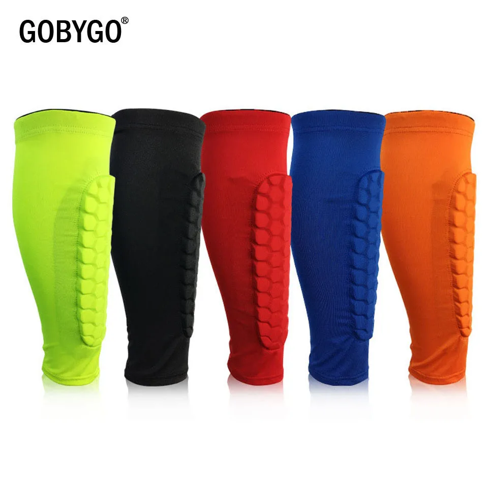 GOBYGO 1PCS Gym Sport Football Shin Guard Protector Soccer Honeycomb Anti-crash Leg Calf Sleeve Compression Cycling Leg Warmers