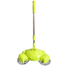 Stainless Steel Sweeping Machine Push Type Hand Push Magic Broom Dustpan Handle Household Cleaning Hand Push Sweeper-Green