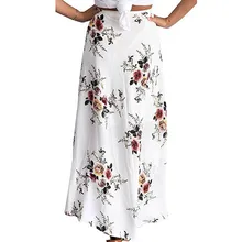 Горячая Мода Тренд горячие модели женские с высокой талией Boho Асимметричные Сплит концы печать песчаная пляжная юбка