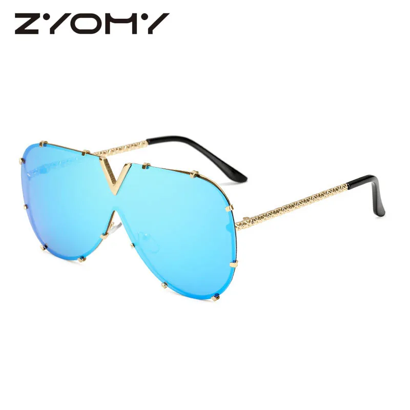 

Driving Glasses Siamese Sunglasses Metal Frame Oculos De Sol Clamshell Luxury Female Male Sunglasses Brand Designer V Shape