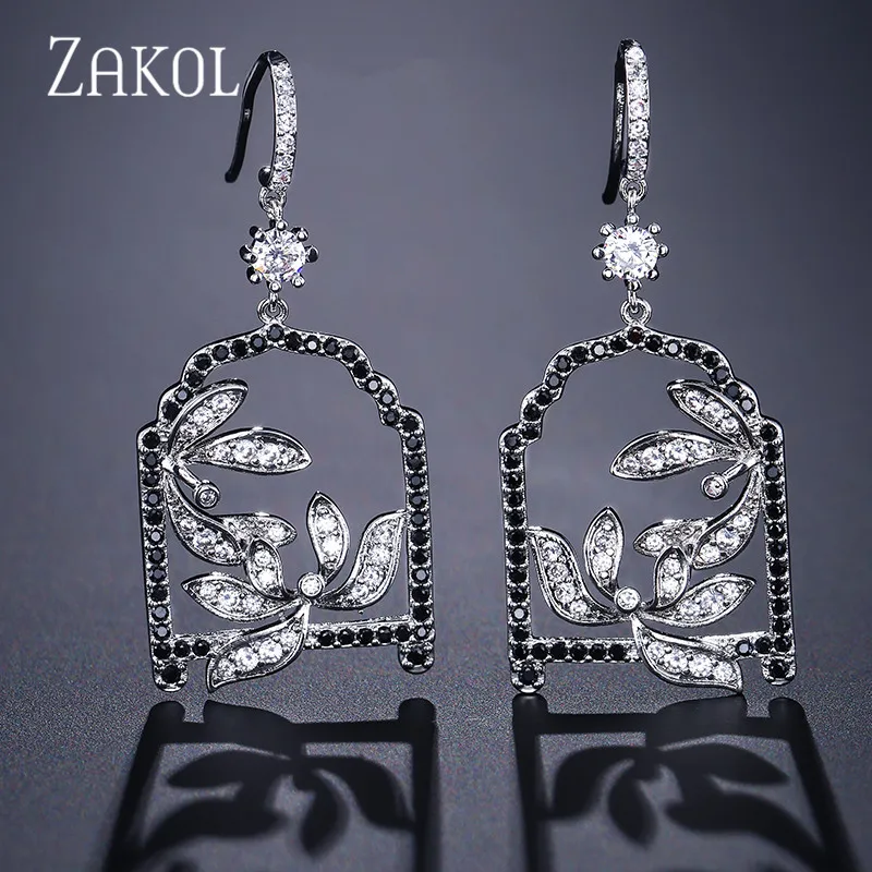 

ZAKOL Fashion Delicate Micro Paved Tiny Clear Cubic Zirconia Insect Butterfly Drop Earrings for Women FSEP2126