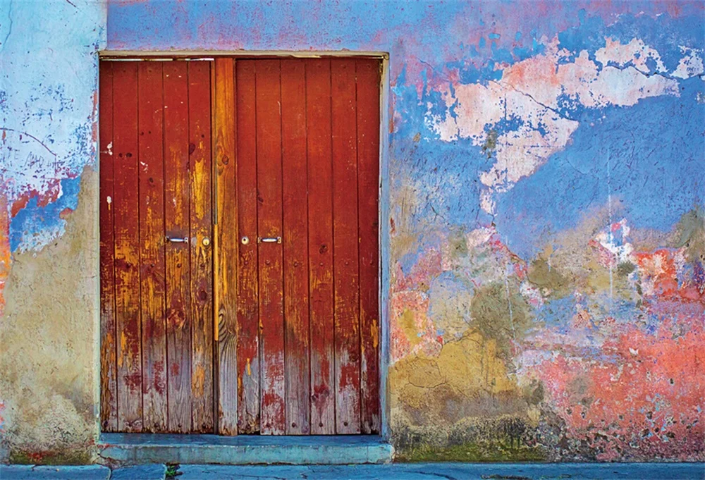 Laeacco Grunge Wall Wooden Door Scene Portrait Photography Backgrounds Customized Photographic Backdrops For Photo Studio | Электроника