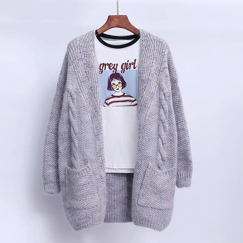 

2019 Spring And Summer New Women's Sweater Long Section V-neck Knit Cardigan Sweater Long-sleeved Loose Cardigan Sweater LQ143