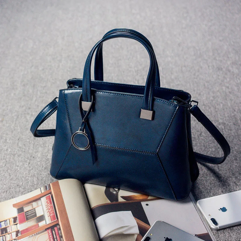 Женские сумки из натуральной кожи, сумка через плечо, известный бренд, сумка-тоут, Дамская мода, дорожные сумки для покупок для женщин - Цвет: Blue
