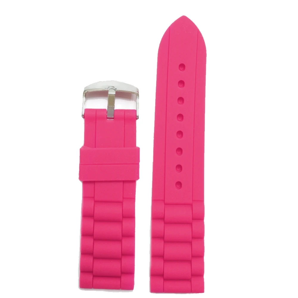 24mm Magenta Color Silicone Jelly Rubber Ladies Watch Band Straps WB1002J24JB