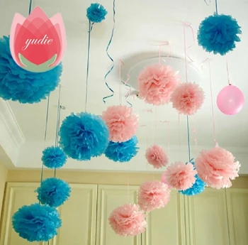 Diameter 20cm 5pcs lot Paper artificial PomPom Tissue Balls Flowers for Home Wedding Party Car Decoration