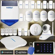 Интеллектуальная Беспроводная KERUI Wi-Fi PSTN Главная Охранной Сигнализации + Беспроводной ip-камера + солнечной сирена + Портативный домашний sucerity система
