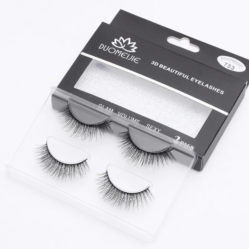 Thick False Eyelashes Set Natural Long Lashes Makeup Fake Eyelashes Reusable 3D Mink Lashes Eyelash Extension Makeup 2 Pairs