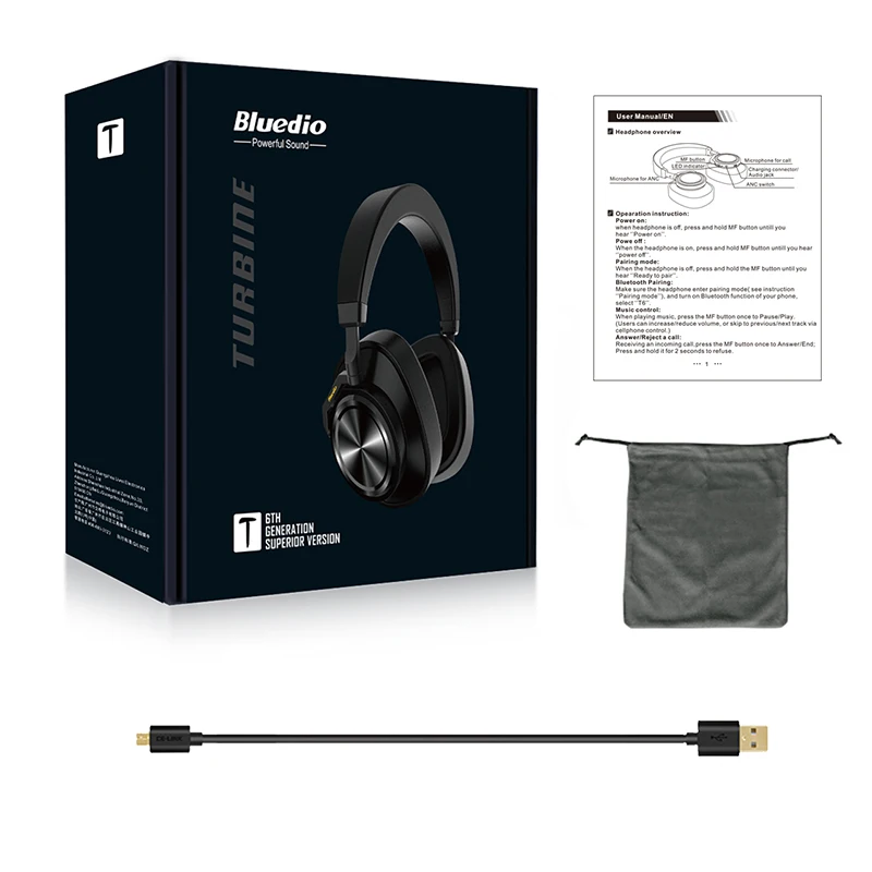 Bluedio T6S Беспроводной Bluetooth наушники активного Шум шумоподавления голос Управление звук стерео гарнитура с микрофоном для телефона и музыка