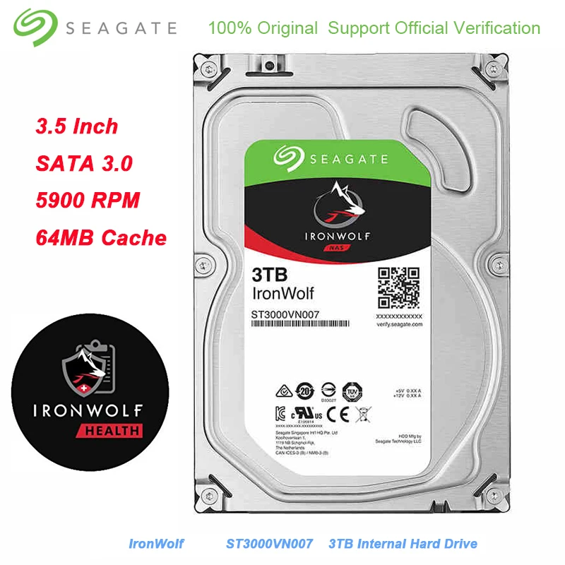 Оригинальный внутренний жесткий диск Seagate 3 ТБ IronWolf для настольного ПК интерфейс