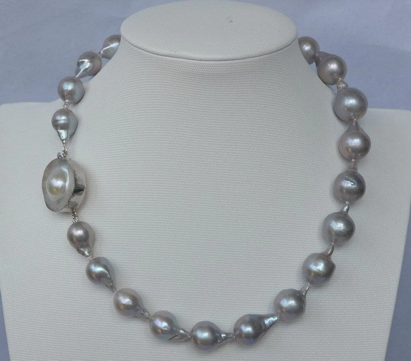 

2017 Limited Direct Selling Maxi Necklace Collier Collares Fashion Natural Grey Nucleated Flameball Pearl?necklace-mabe Clasp