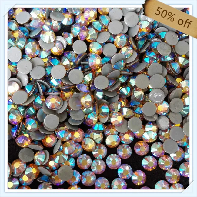 

50% off HOT SALE ss16 3.9mm TOPAZ AB color for garments free shipping ;14 cutting facets 7 big and 7 small
