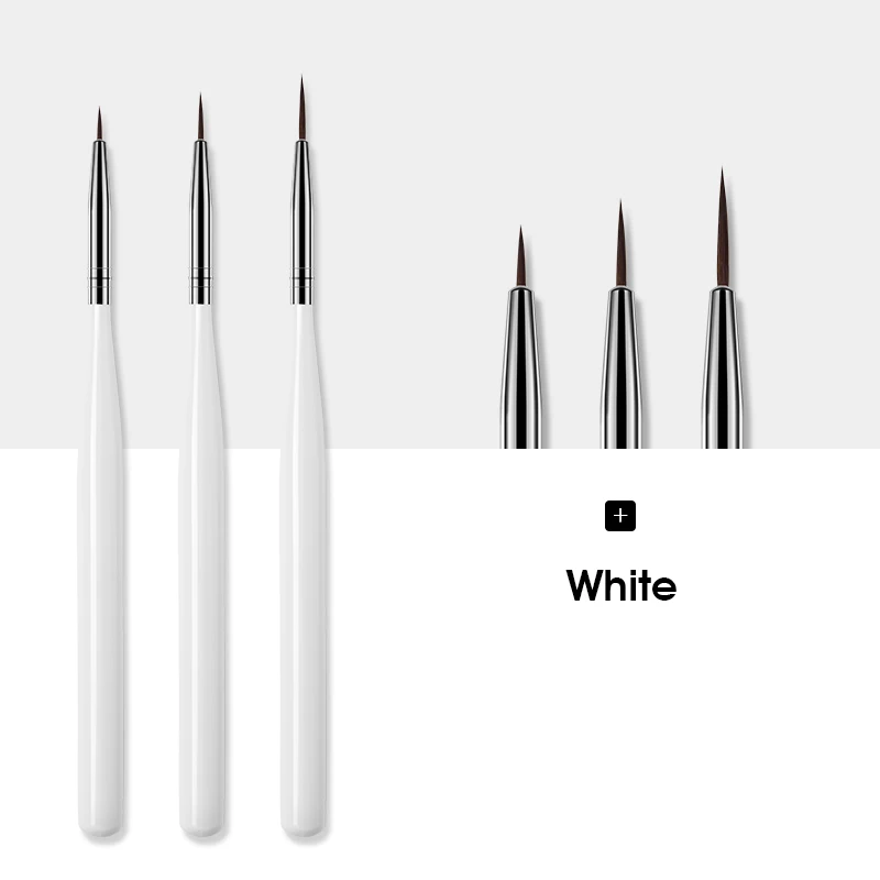 ROHWXY, 12 шт., акриловая кисть для дизайна ногтей, кисть для резьбы в виде цветка, гелевая ручка для ногтей, УФ-гель для рисования, кисть для рисования, инструменты для дизайна ногтей - Цвет: 3 Pcs White
