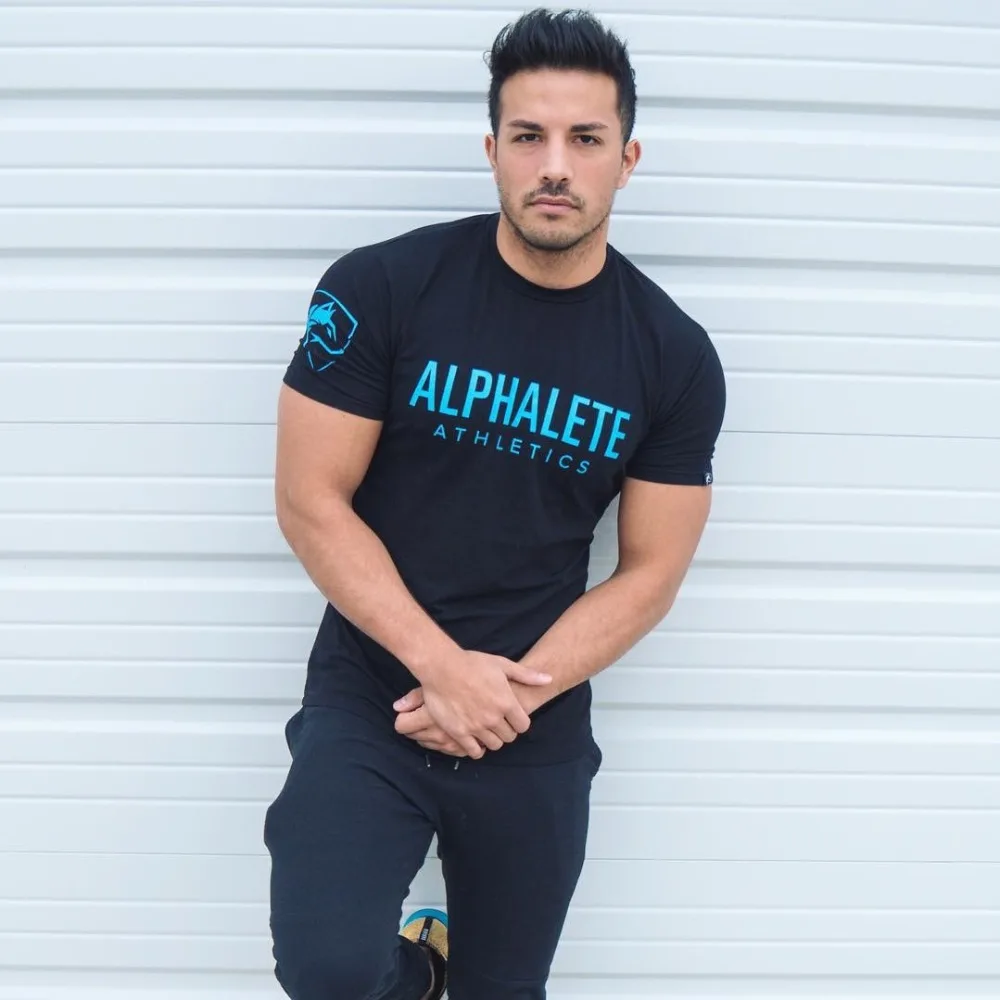 Men T shirt Alphalete Tshirts Gyms Fitness Bodybuilding Tees Tops