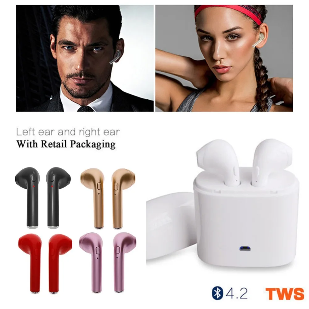 

TWS V4.2 Wireless Earphone Bluetooth Pair In-Ear Music Earbuds Set For Apple iPhone 6 7 Samsung Xiaomi Sony Head Phone #271034