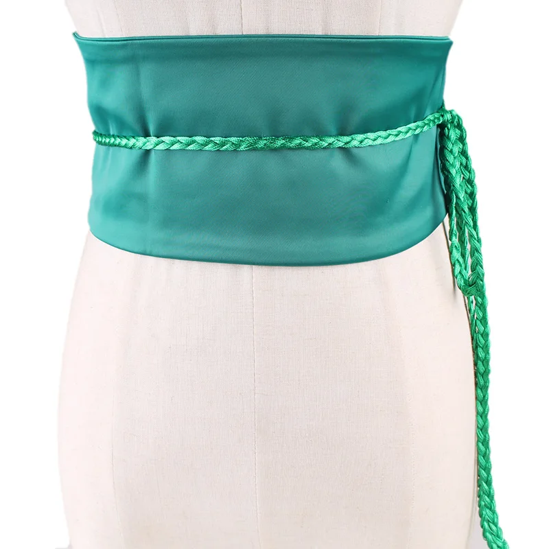 Тканевая Талия уплотнения кисточки украшают сочетающаяся юбка пояс мода женщина с однотонной шнуровкой