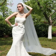 2019 Velo da sposa Semplice Taglio Bordo Accessori Da Sposa Cattedrale Bianco Avorio 2M Uno Strato Voile Matrimonio Velo Da Sposa Con pettine