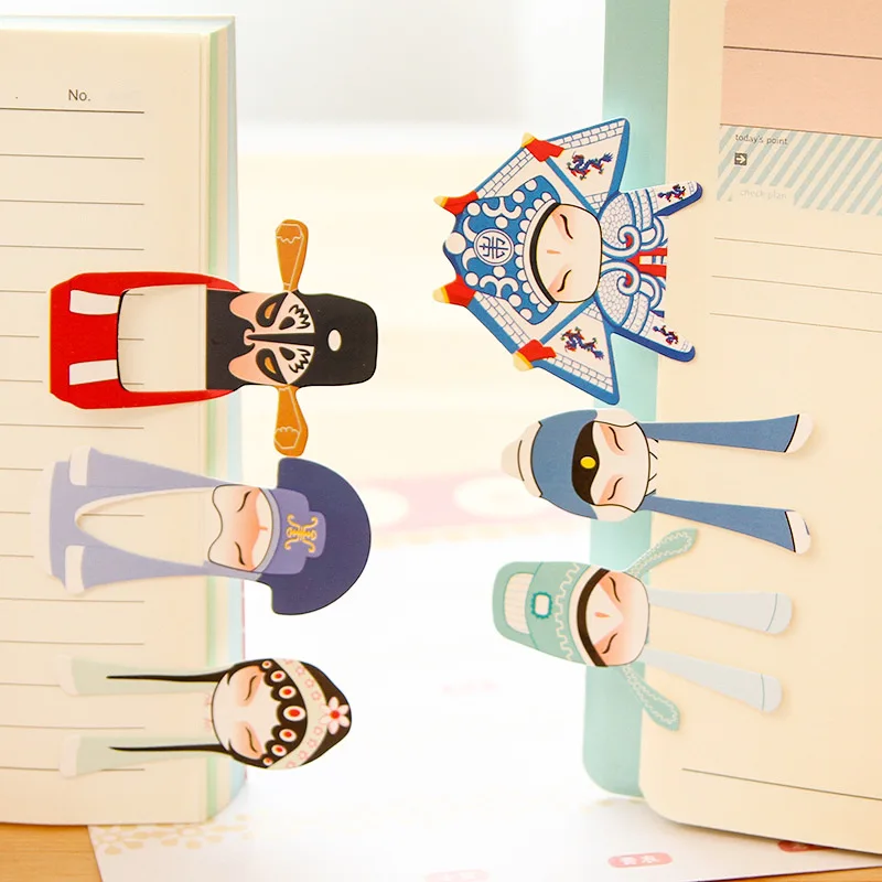 

7Pcs / Set Of Creative Paper Bookmarks Chinese Style Classical Beijing Opera Element Bookmark Personalized Gift