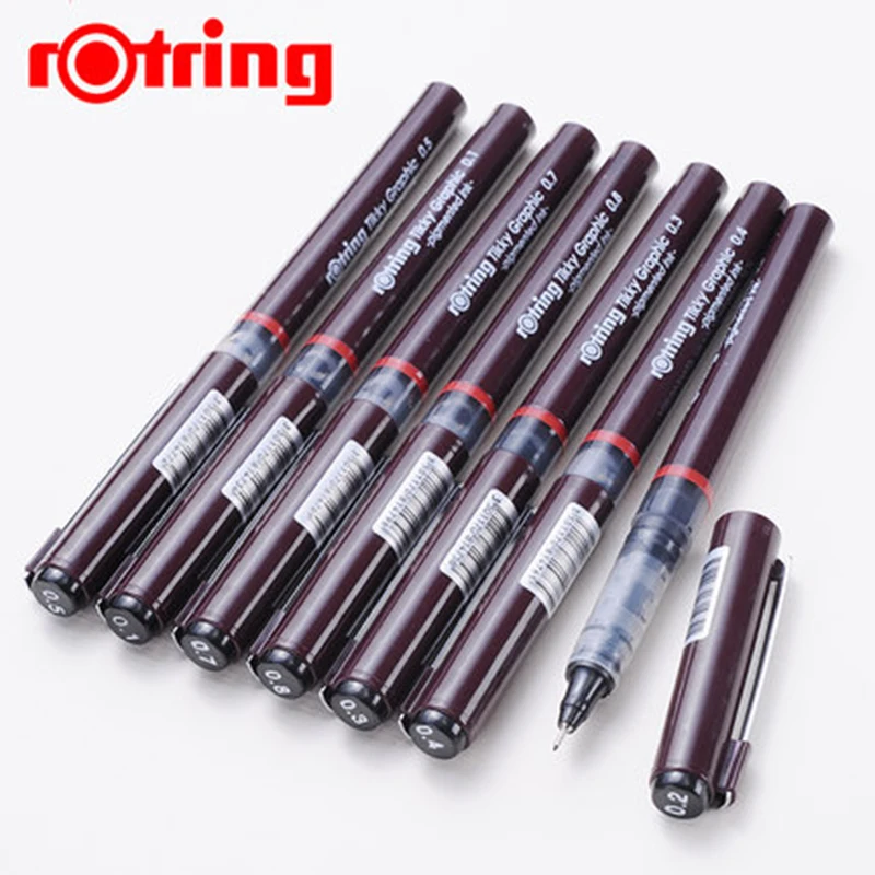 3 шт./лот Rotring Tikky Графический пигментные чернила 0,1/0,2/0,3/0,4/0,5/0,7/0,8 мм Одноразовые подгузники ручка для графического дизайна