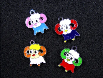 

AE722 Mix Color 20Pcs Alloy Metal Enamel Sheep Charms Pendant 25x22mm