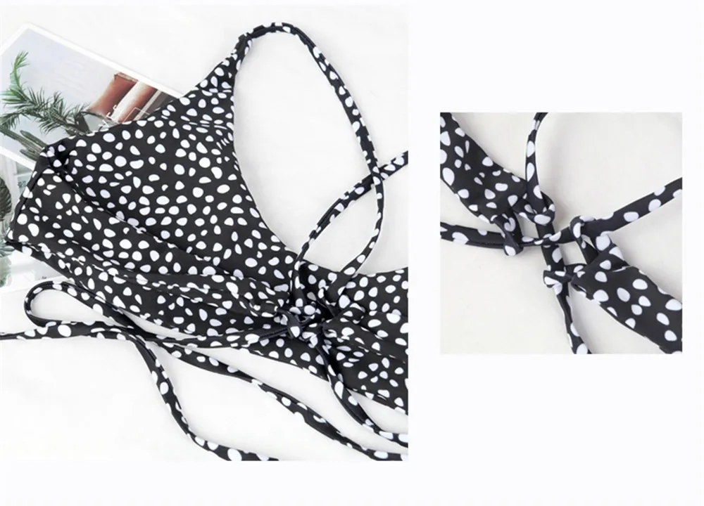 Сексуальные бикини 2019 печать speckle Camisole frenuluum двухсторонние высокие эластичные бикини купальники женский купальник бикини купальники