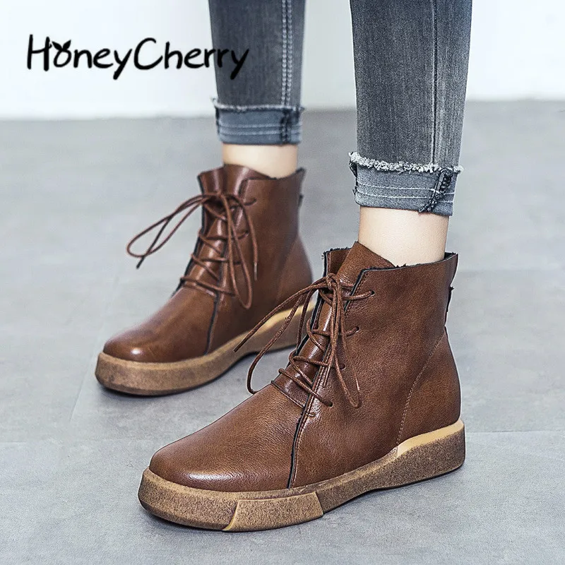

Boots, Autumn And Winter New British Martin Boots, Women's Retro Bottom Shoes, Laces And Suede Cotton Boots size 35-40