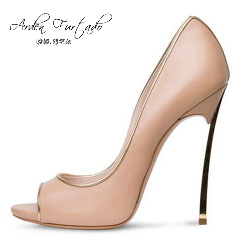 

2017 summer peep toe extreme high heels sexy pumps ladies leather dress shoes for women plus size 12cm black red nude Stiletto