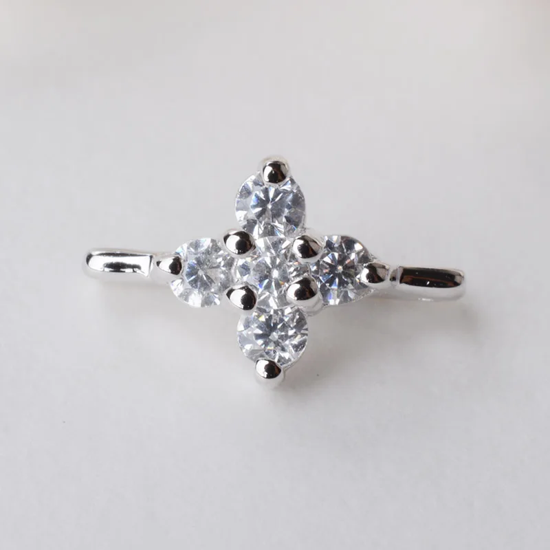 

Solid 925 Sterling Silver CZ 2-Strand Spacer Bar