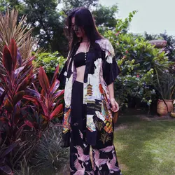 Японский Стиль печати Фея длинный халат классический кимоно халаты Косплэй Costymes традиционные праздничное платье свободные для ночного