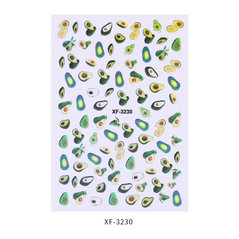 1 лист 3D наклейки для ногтей Лето кактус Фрукты Цветы клей для накладных ногтей наклейки абстрактный узор Дизайн ногтей Обертывания Маникюр Newst