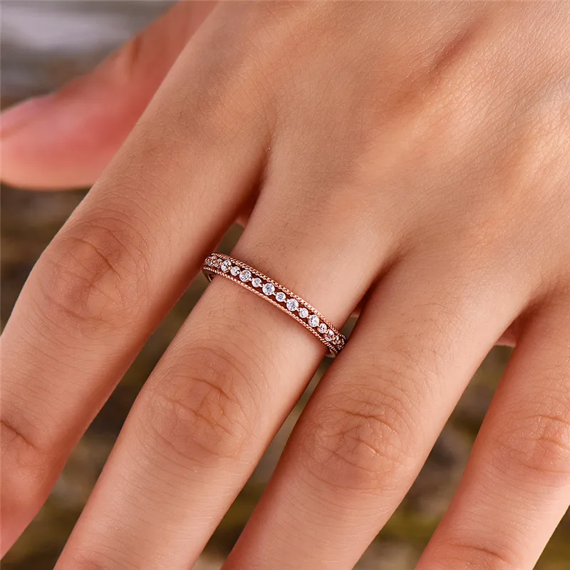 Cute Female Small Zircon Stone Ring Real 925 Sterling Silver Ring Promise Love Engagement Rings For Women