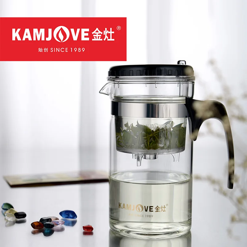 KAMJOVE Elegant Cup Heat resistant Glass Teapot 200ml 500ml 1000ml Kungfu Teasets Flower Mug Cup Bottle