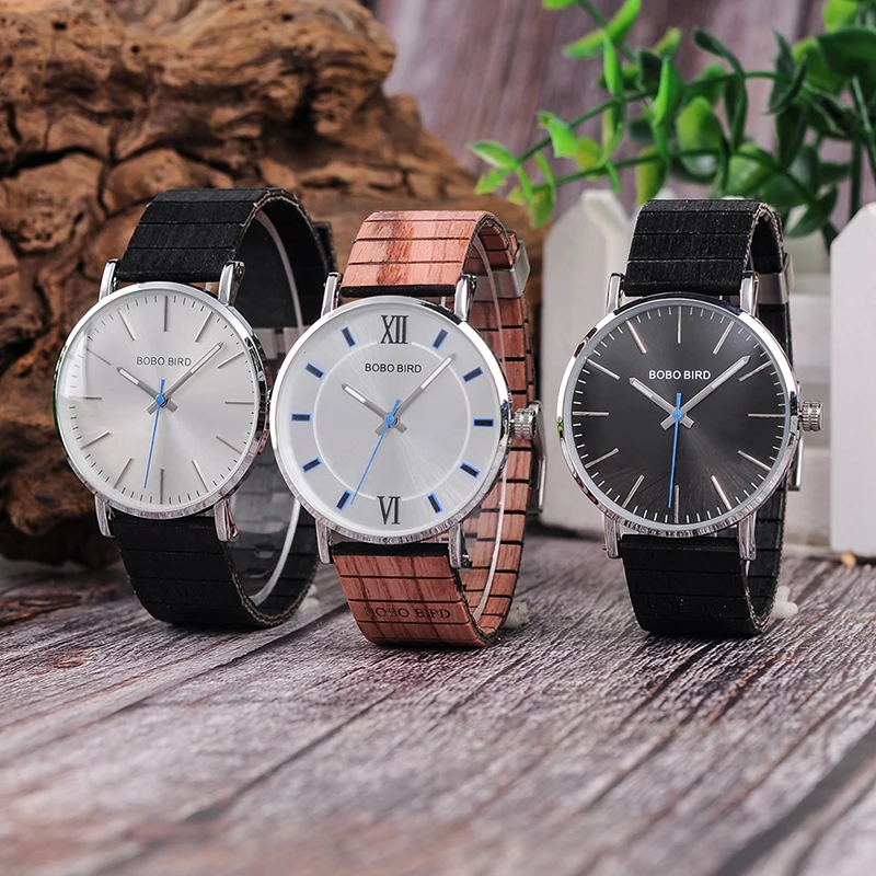 BOBO BIRD New Design Wood Strap Watches for Men High Quality Movement Quartz Wristwatches relogio masculino C-Q08