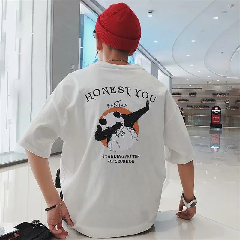 

Japan Style Men T-Shirt Half Bat Sleeve Cotton Loose Tops&Tees 2019 New T shirt Hip Hop Streetwear Casual Tshirt Man