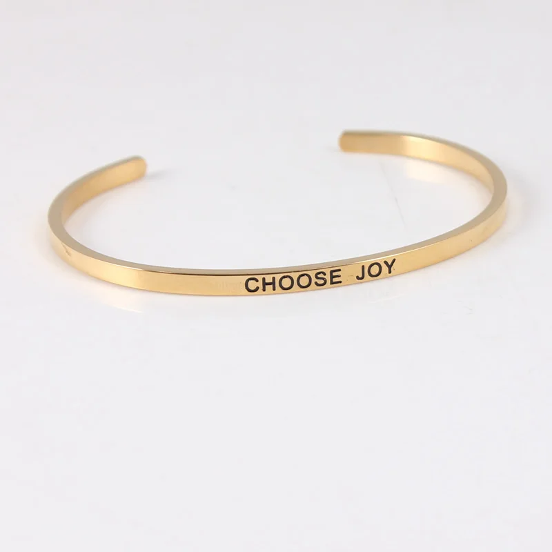 

CHOOSE JOY 316L Stainless Steel Bangle Positive Inspirational Quote Cuff Bracelets Mantra Bracelets For Women 10pcs