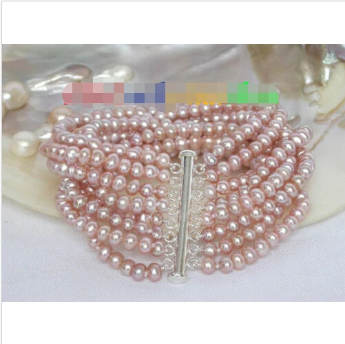 

8" 8row round purple Freshwater pearl bracelet bangle @^Noble style Natural Fine jewe SHIPPING new >>free shipping -Bride jewelr