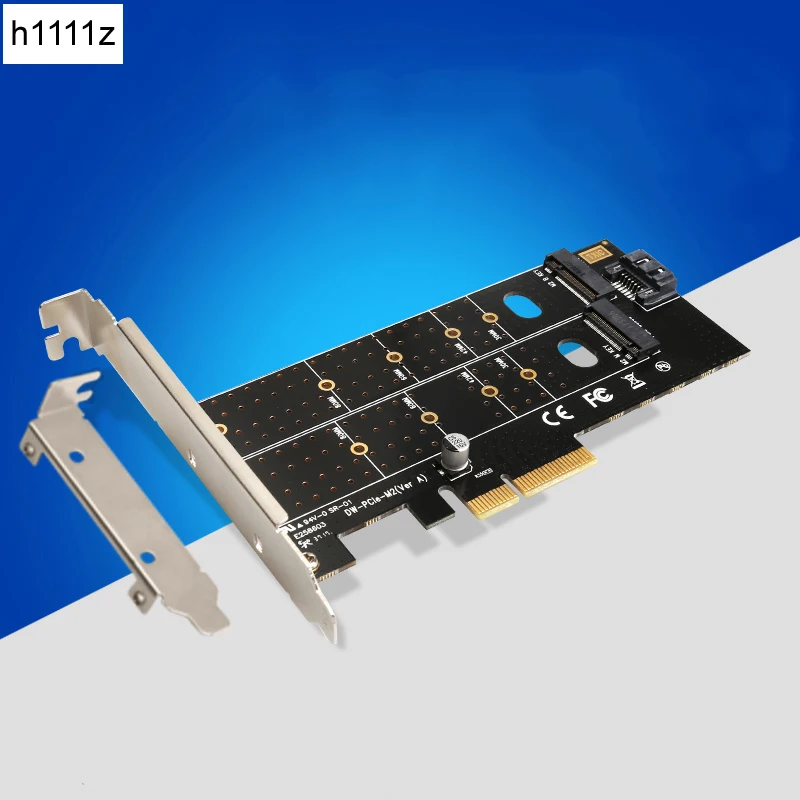 PCIe к M.2 NVMe SSD NGFF Riser Card 110 мм M Key и B двойной интерфейс с SATA портом адаптер расширения
