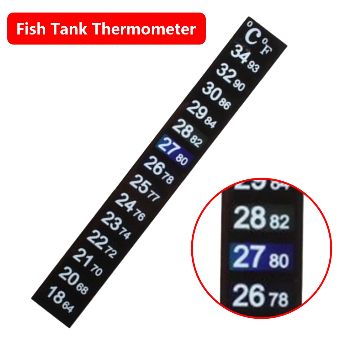 

Digital Aquarium Fish Tank Thermometer 18-34 Degree Temperature Sticker Digital Dual Scale Stick-On 1PC